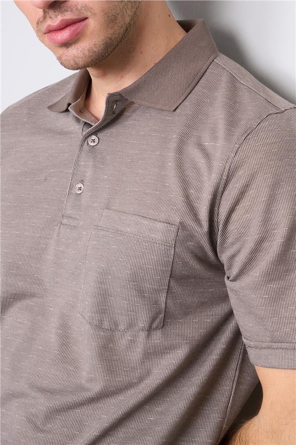 Mentality 4089 Erkek Polo Yaka Penye Pike T-shirt Vizon