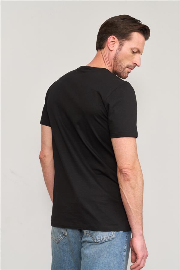 Mentality 4096 Erkek Bisiklet Yaka Baskılı Regular T-shirt Siyah