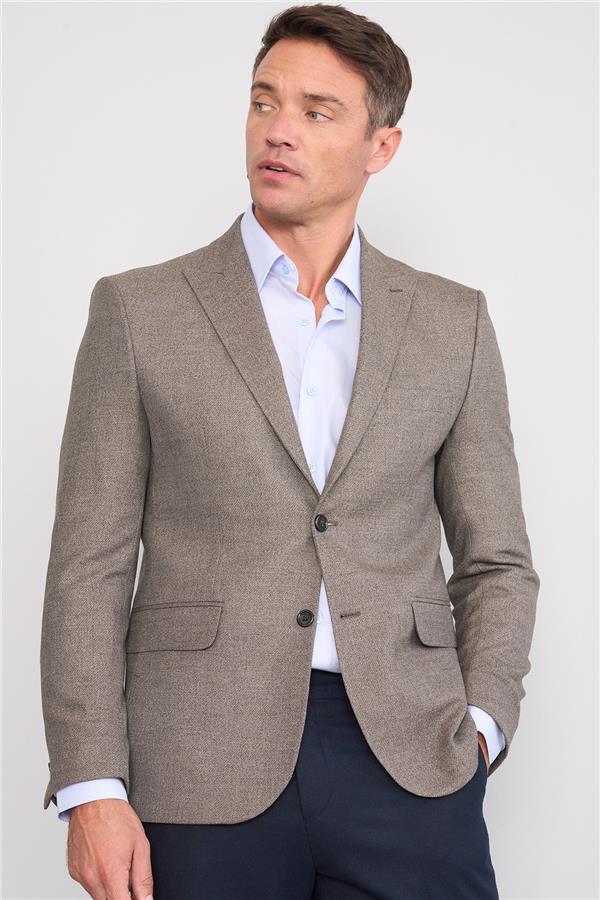 Mentality 4269 Erkek Slim Fit Yünter Ceket Bej