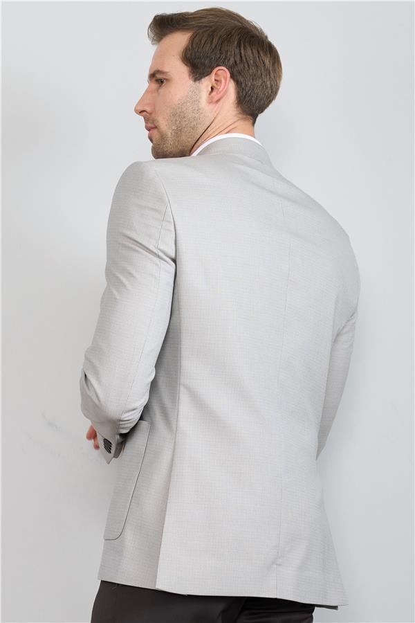 Mentality 4316 Erkek Mono Yaka Torba Cep Slim Fit Ceket Bej