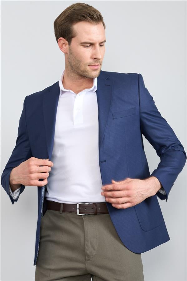 Mentality 4316 Erkek Mono Yaka Torba Cep Slim Fit Ceket Lacivert