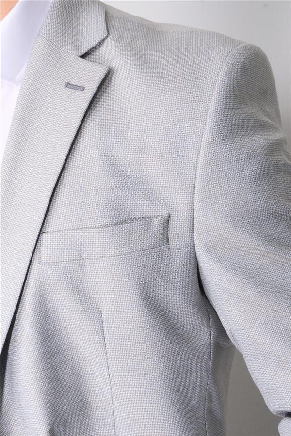 Mentality 4316 Erkek Mono Yaka Torba Cep Slim Fit Ceket Gri