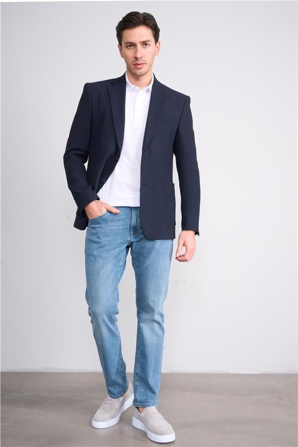 Mentality 4359 Erkek Mono Yaka Slim Fit Ceket Lacivert