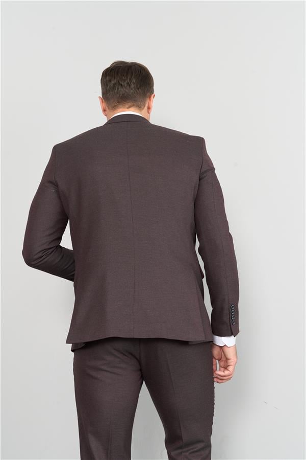 Mentality 9094 Erkek Yünter 6 Drop Slimfit Takım Elbise Bordo
