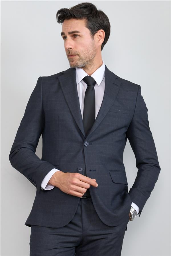Mentality 9119 Erkek Mono Yaka Slim Fit Takım Elbise Koyu Gri