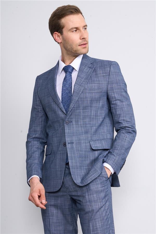 Mentality 9120 Erkek Mono Yaka Slim Fit Takım Elbise Lacivert