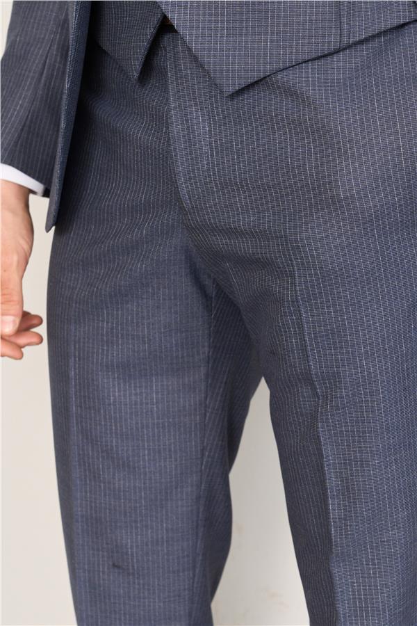 Mentality 9122 Erkek Mono Yaka Slim Fit Yelekli Takım Elbise Açık Lacivert