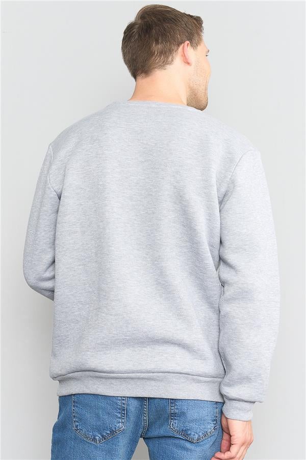 Mentality Bisiklet Yaka Erkek Gri Melanj Sweatshirt