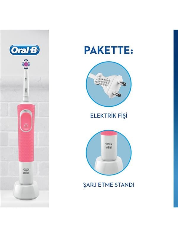 ORAL-B D100 PEMBE VITALITY 3DWHITE KUTULU DIS FIRCASI