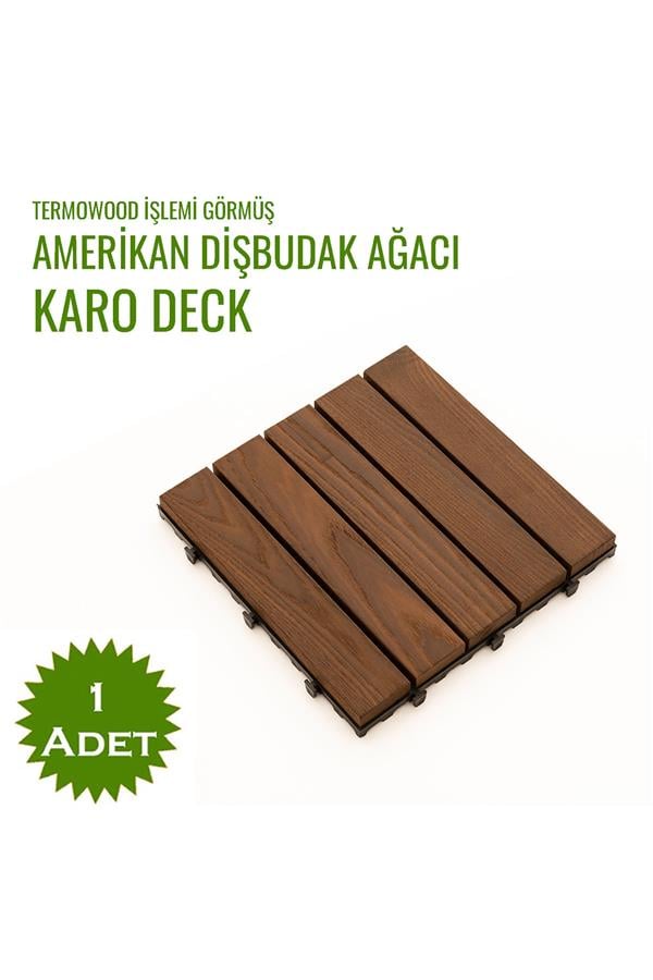 Pafu Sunsoe Dişbudak Ağacı Balkon Bahçe Ahşap Yer Döşemesi Karo Deck 30x30 cm 1 Adet (0,09m2)