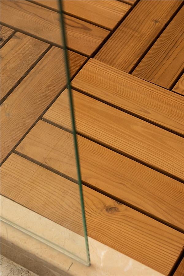 Pafu SUNSOE Fin Çamı Balkon Bahçe Ahşap Yer Döşemesi Karo Deck 30x30 cm 1 Adet (0,09m2)