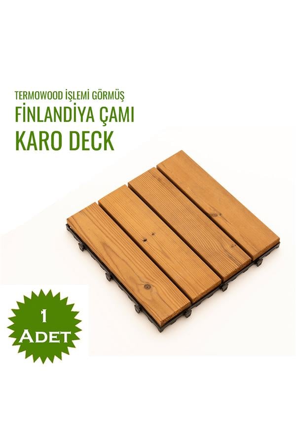Pafu SUNSOE Fin Çamı Balkon Bahçe Ahşap Yer Döşemesi Karo Deck 30x30 cm 1 Adet (0,09m2)
