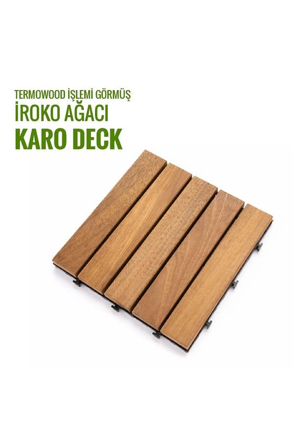 Pafu SUNSOE İroko Ağacı Balkon Bahçe Ahşap Yer Döşemesi Karo Deck 30x30 cm – 1 Adet (0,09m2)