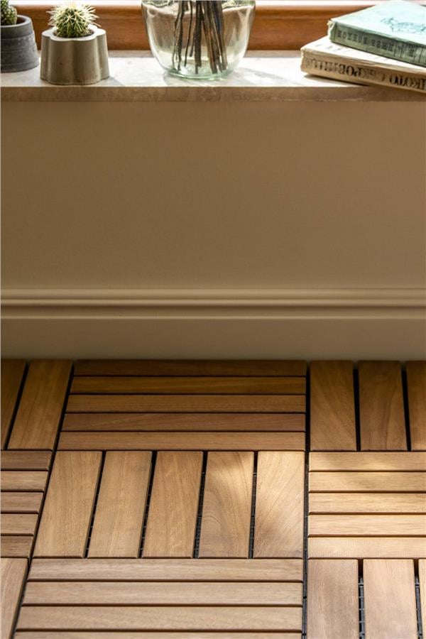 Pafu SUNSOE İroko Ağacı Balkon Bahçe Ahşap Yer Döşemesi Karo Deck 30x30 cm – 10 Adet (0,9m2)