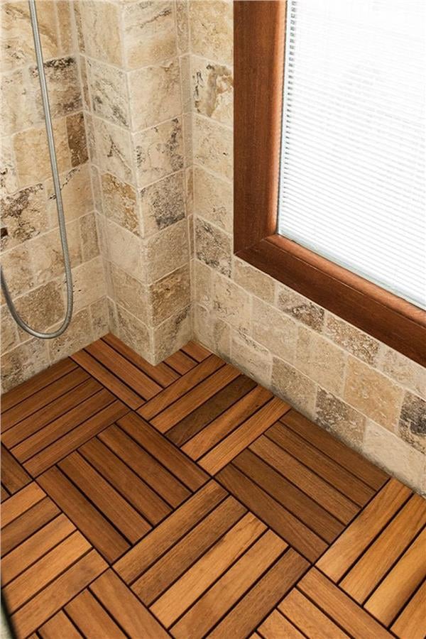Pafu SUNSOE İroko Ağacı Balkon Bahçe Ahşap Yer Döşemesi Karo Deck 30x30 cm – 10 Adet (0,9m2)