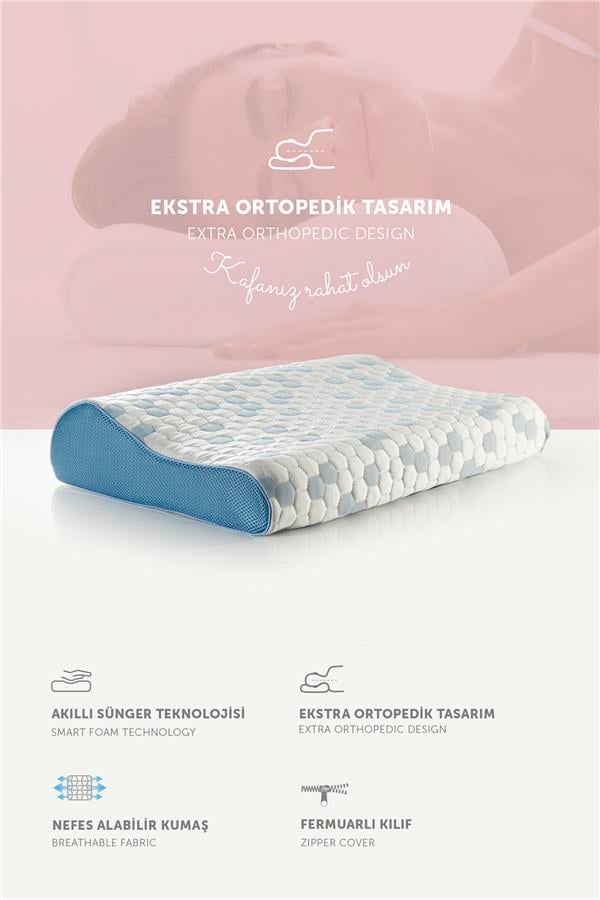 Pafu Visco Boyun Destekli Soğuk Kumaşlı (Cooler) Ortopedik Yastık