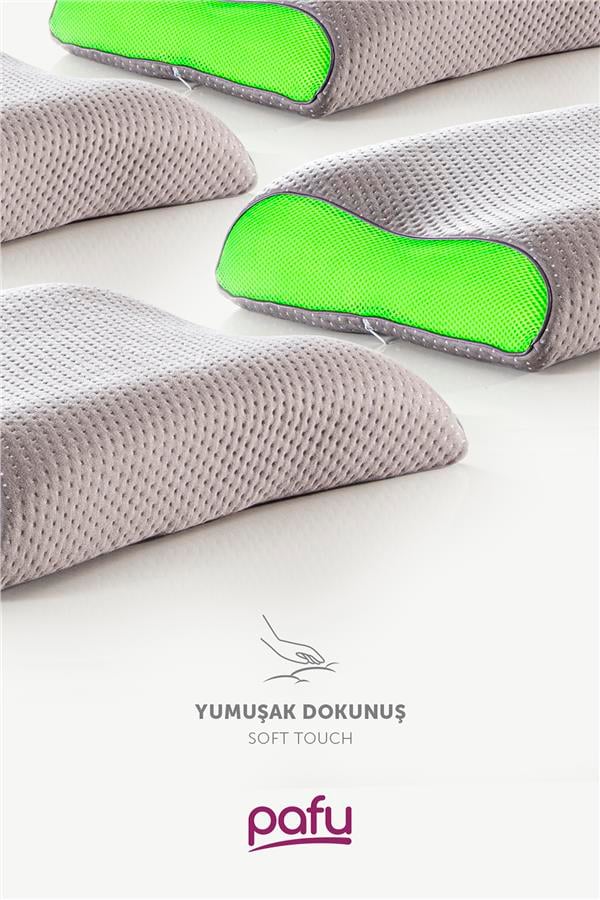 Pafu Visco Çift Boyun Destekli Karbon Ortopedik Yastık