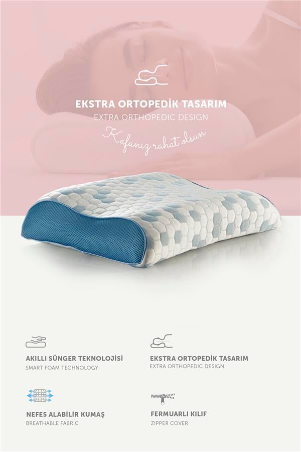 Pafu Visco Çift Boyun Destekli  Kumaşlı (Cooler) Ortopedik Yastık