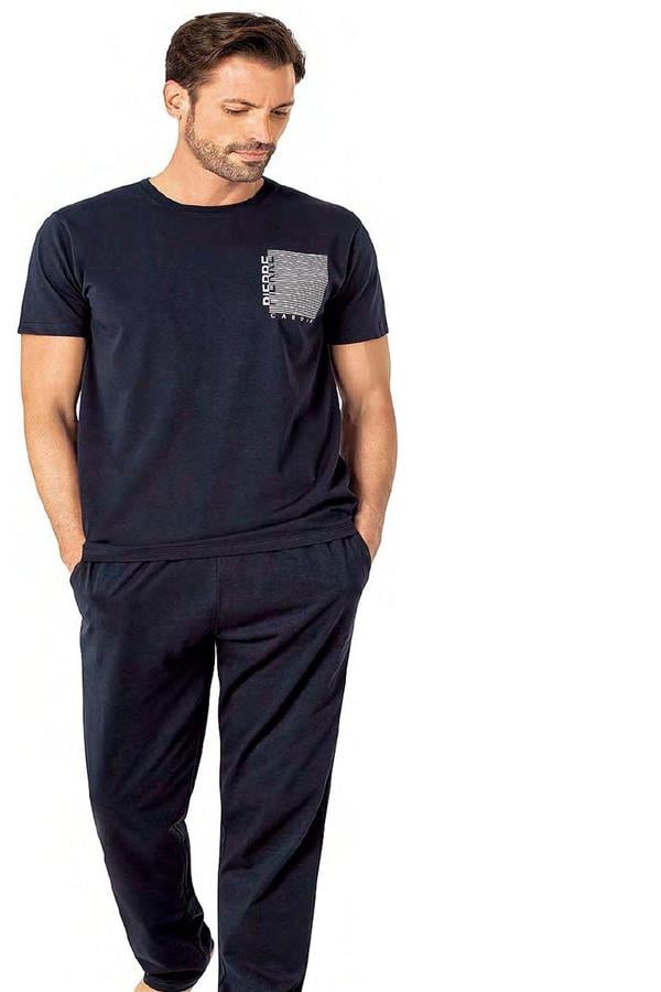 Pierre Cardin Y25 6075 Lacivert Erkek Penye Pijama Takımı