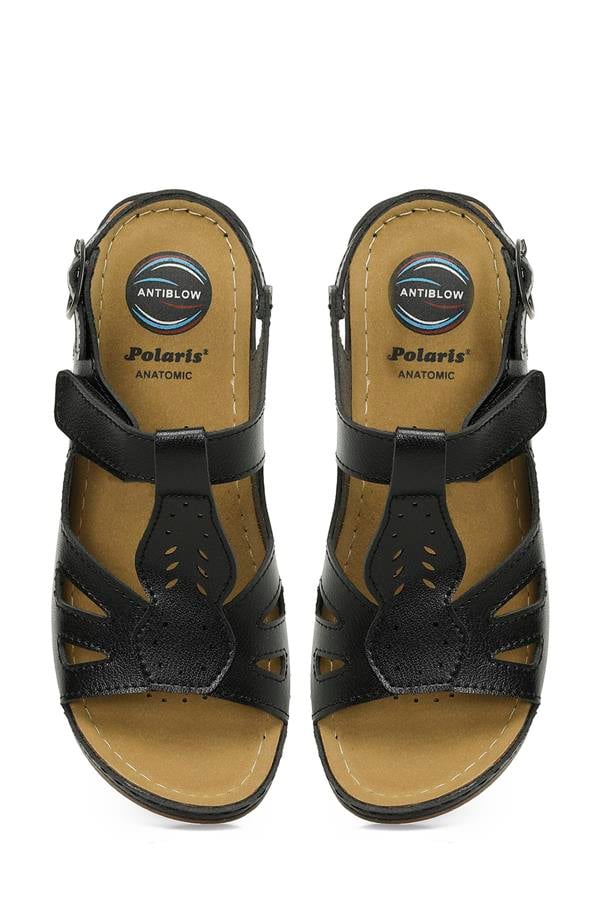 Polaris 5M 166375 Z5Fx Siyah Kadın Geleneksel Comfort Düz Sandalet