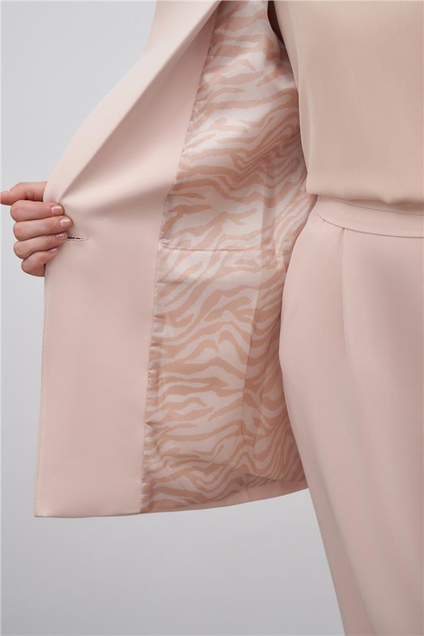 Sateen 1405-6020 Bej Kadın Zebra Astarlı Ceket