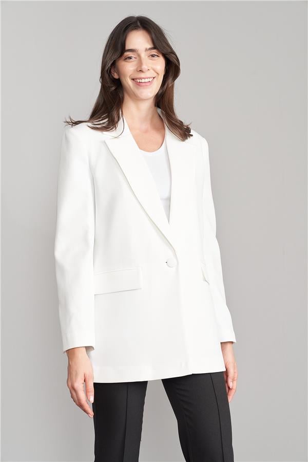 Sateen 1405-6020 Ekru Kadın Zebra Astarlı Ceket