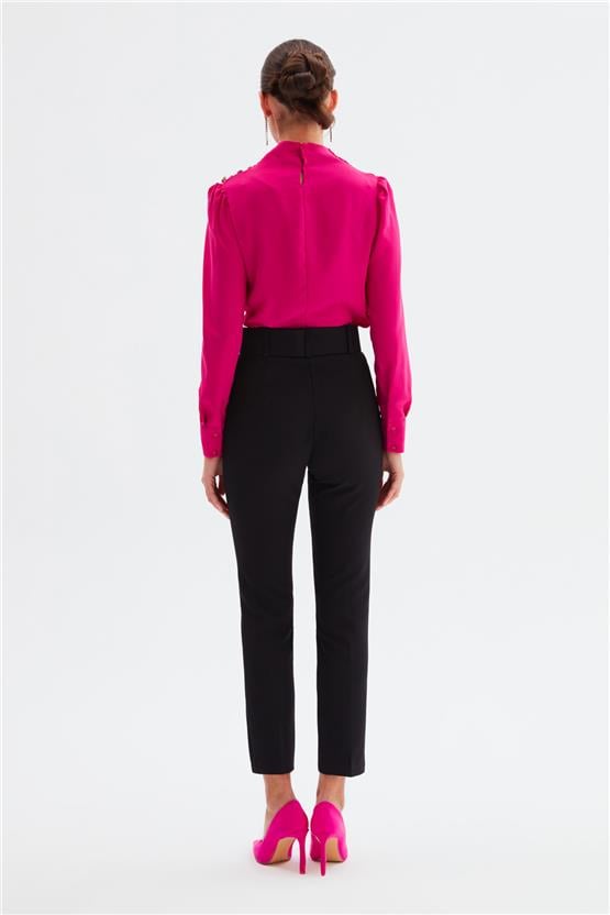 Sateen 2029-5506 Kadın Siyah Kemerli Pantolon