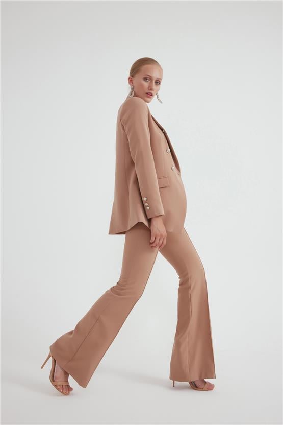 Sateen K24 317-5506 Bej Kadın İspanyol Paça Pantolon