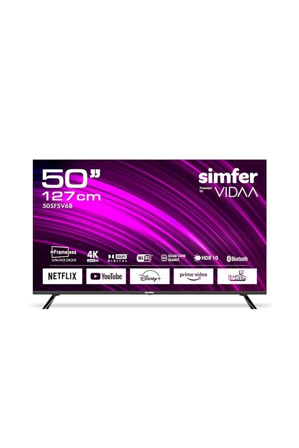 Simfer 50SFSV6B 4K Ultra HD 50" 127 Ekran Uydu Alıcılı VIDAA Smart LED TV