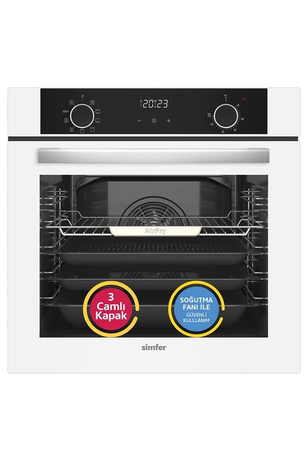 Simfer 8216 10 Fonksiyon Airfry Plus Siyah Cam Ankastre Fırın Dijital