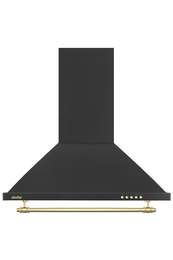 Simfer 9612 60Cm Push Button Siyah Retro Piramit Davlumbaz