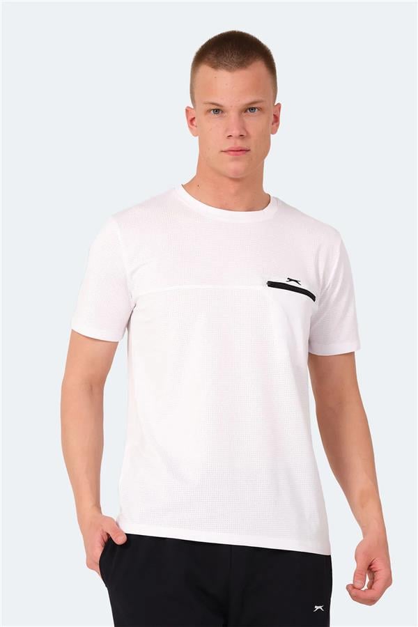 Slazenger Konul Beyaz Erkek Bısıklet Yaka Kısa Kollu Polyester T-Shırt