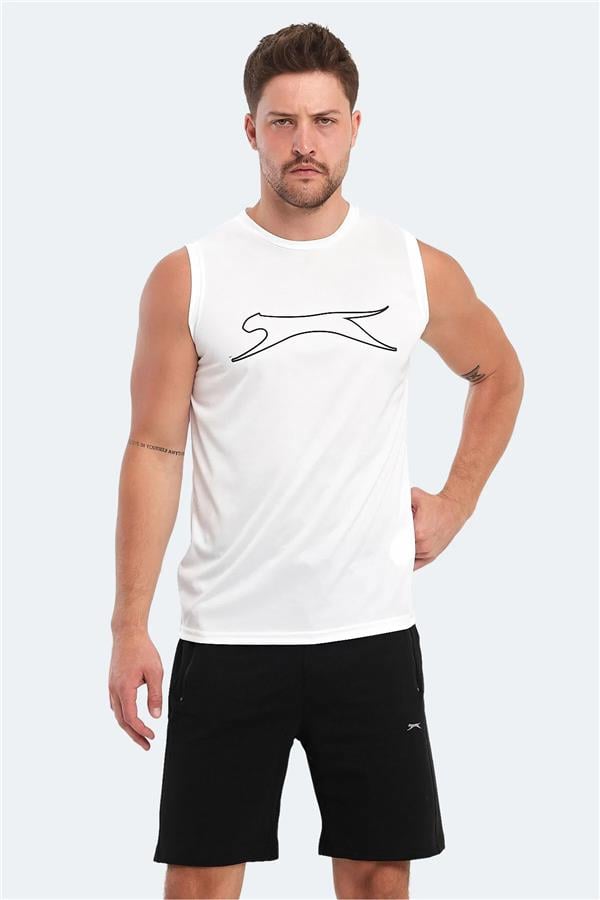 Slazenger Nelu Beyaz Erkek Bısıklet Yaka Kolsuz Polyester T-Shırt