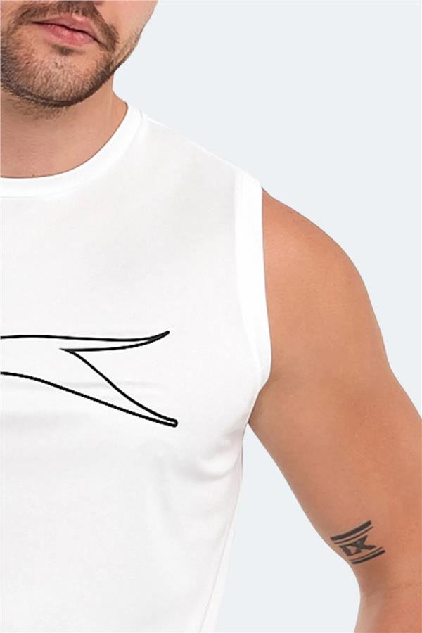 Slazenger Nelu Beyaz Erkek Bısıklet Yaka Kolsuz Polyester T-Shırt