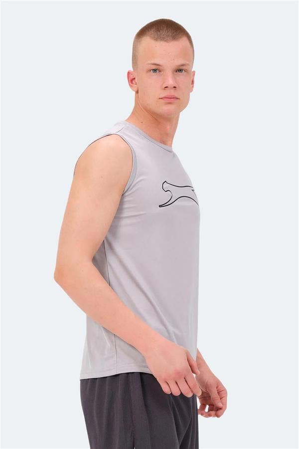 Slazenger Nelu Grı Erkek Bısıklet Yaka Kolsuz Polyester T-Shırt