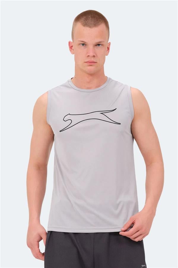 Slazenger Nelu Grı Erkek Bısıklet Yaka Kolsuz Polyester T-Shırt
