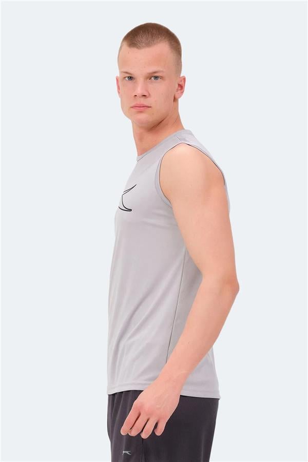 Slazenger Nelu Grı Erkek Bısıklet Yaka Kolsuz Polyester T-Shırt