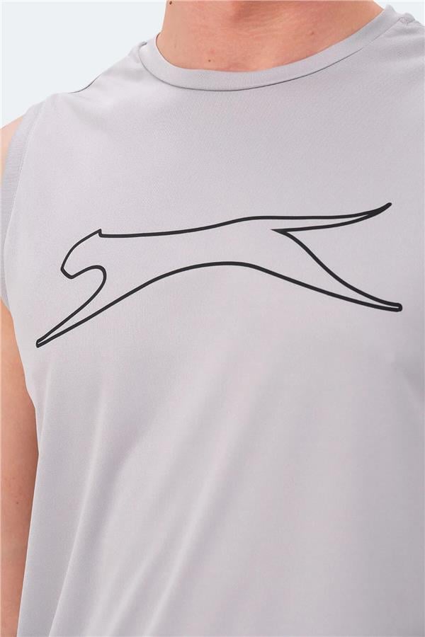 Slazenger Nelu Grı Erkek Bısıklet Yaka Kolsuz Polyester T-Shırt
