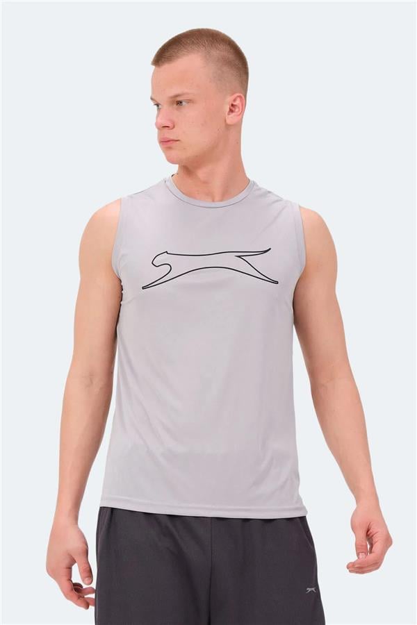 Slazenger Nelu Grı Erkek Bısıklet Yaka Kolsuz Polyester T-Shırt