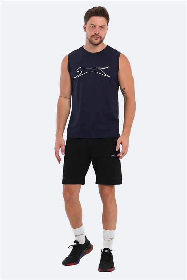 Slazenger Nelu Lacıvert Erkek Bısıklet Yaka Kolsuz Polyester T-Shırt