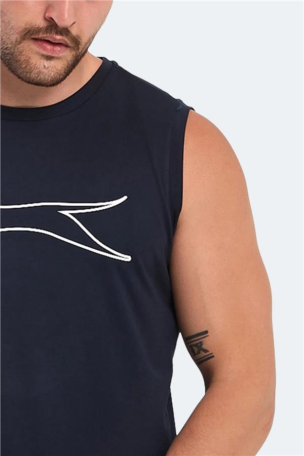 Slazenger Nelu Lacıvert Erkek Bısıklet Yaka Kolsuz Polyester T-Shırt