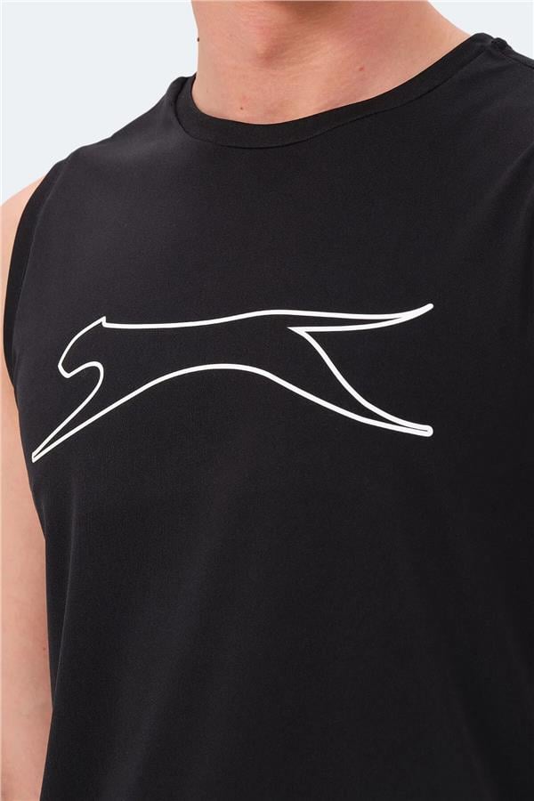 Slazenger Nelu Sıyah Erkek Bısıklet Yaka Kolsuz Polyester T-Shırt