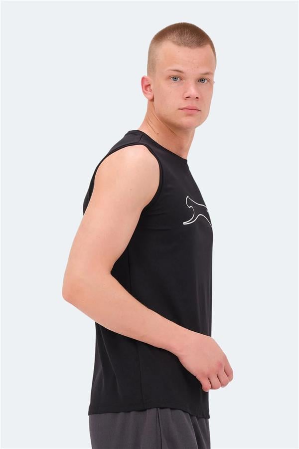 Slazenger Nelu Sıyah Erkek Bısıklet Yaka Kolsuz Polyester T-Shırt