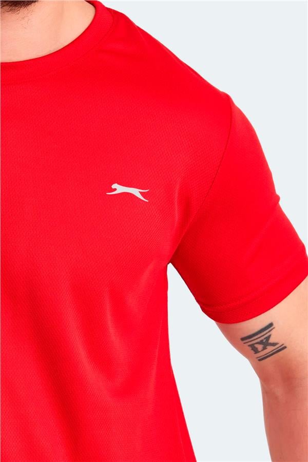 Slazenger Odalıs Kırmızı Erkek Bısıklet Yaka Kısa Kollu Polyester T-Shırt