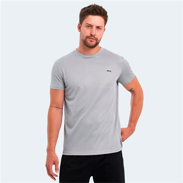 Slazenger Omar Ktn. Acık Grı Erkek Bısıklet Yaka T-Shırt