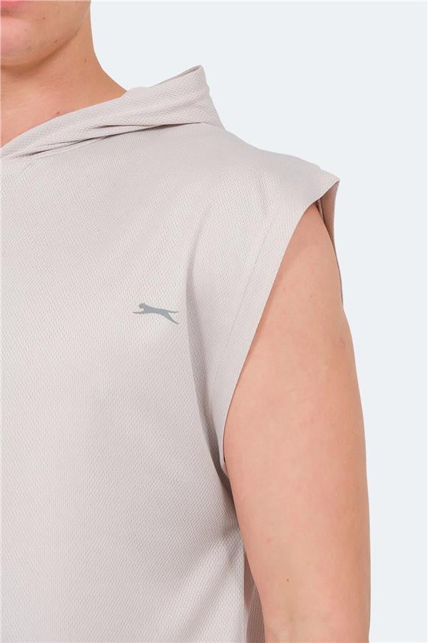 Slazenger Ondına Bej Erkek Kapusonlu Kolsuz Polyester T-Shırt