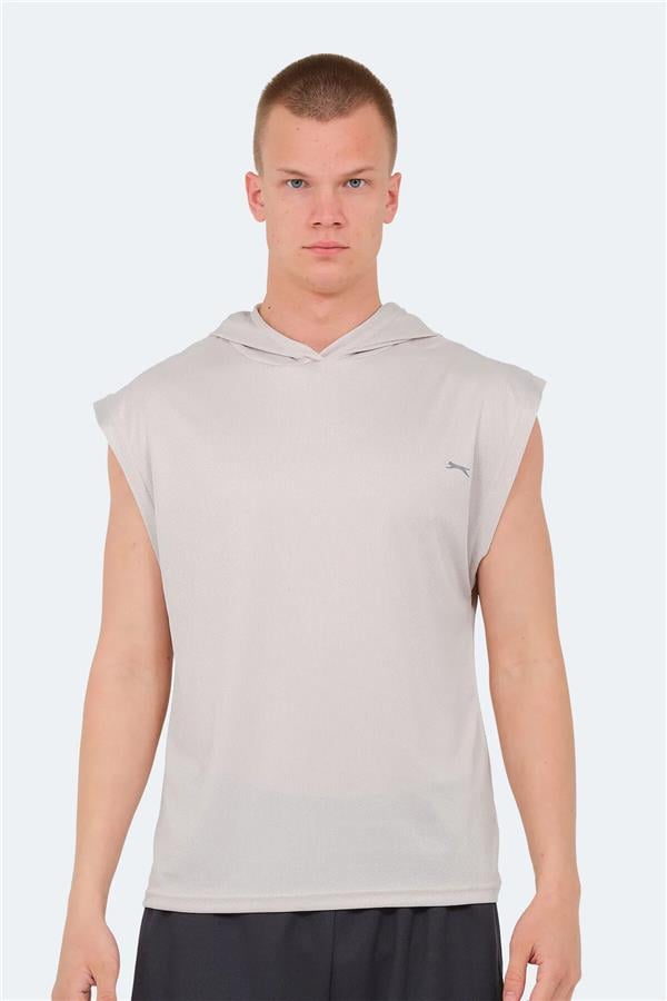Slazenger Ondına Bej Erkek Kapusonlu Kolsuz Polyester T-Shırt