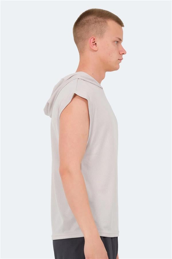 Slazenger Ondına Bej Erkek Kapusonlu Kolsuz Polyester T-Shırt