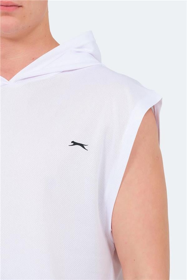 Slazenger Ondına Beyaz Erkek Kapusonlu Kolsuz Polyester T-Shırt