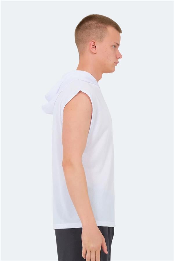 Slazenger Ondına Beyaz Erkek Kapusonlu Kolsuz Polyester T-Shırt